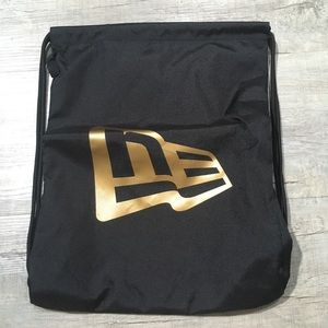 New Era black/gold drawstring bag